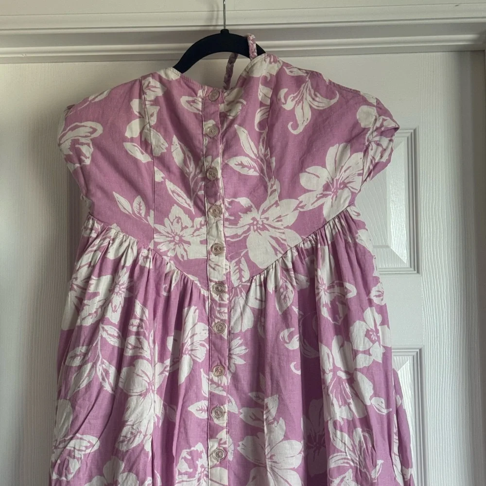 Free People Perfect Sundress Pink Midi Floral Linen Blend Medium Wedding Guest